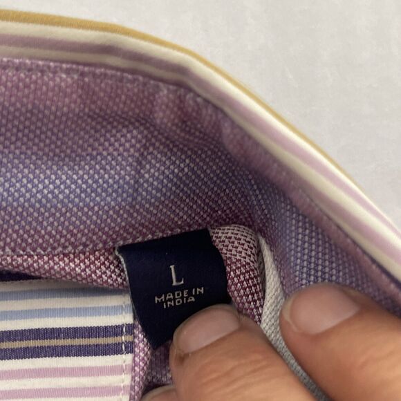 Robert Graham Long Sleeve Button Down Cotton Embroidered Striped Shirt Sz Lg - Picture 13 of 13